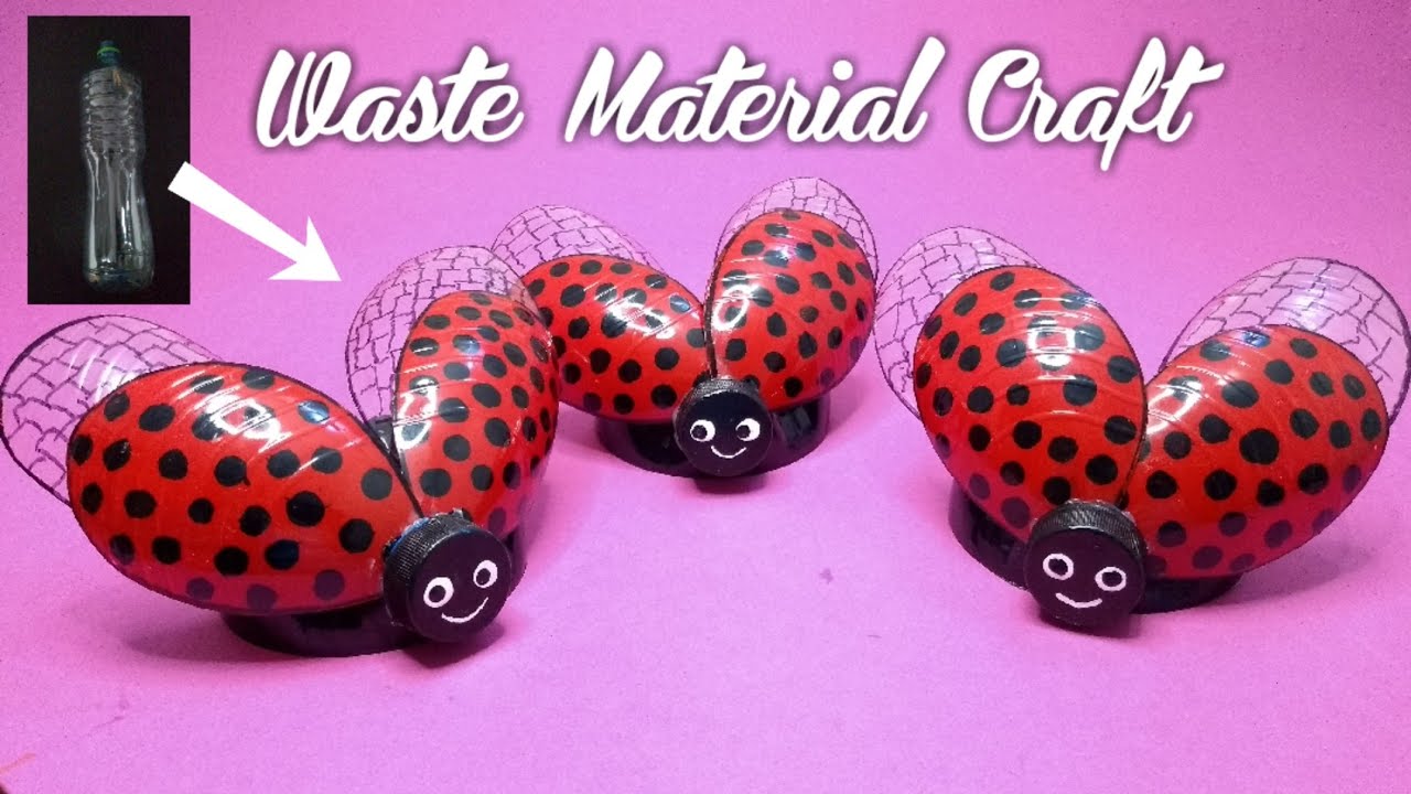 DIY Red Ladybugs Made Of Old Plastic Bottes | Easy Waste Material Craft