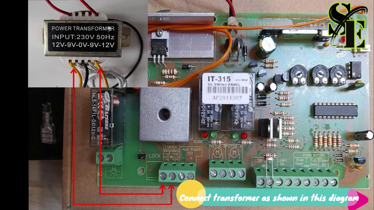 How to connect transformer to IT-315 DC arm swing panel & program remote control