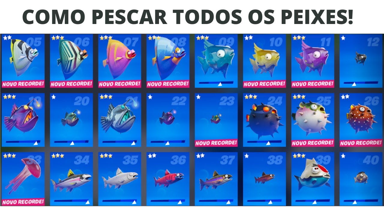 COMO PESCAR TODOS OS PEIXES FORTNITE TEMPORADA 4!