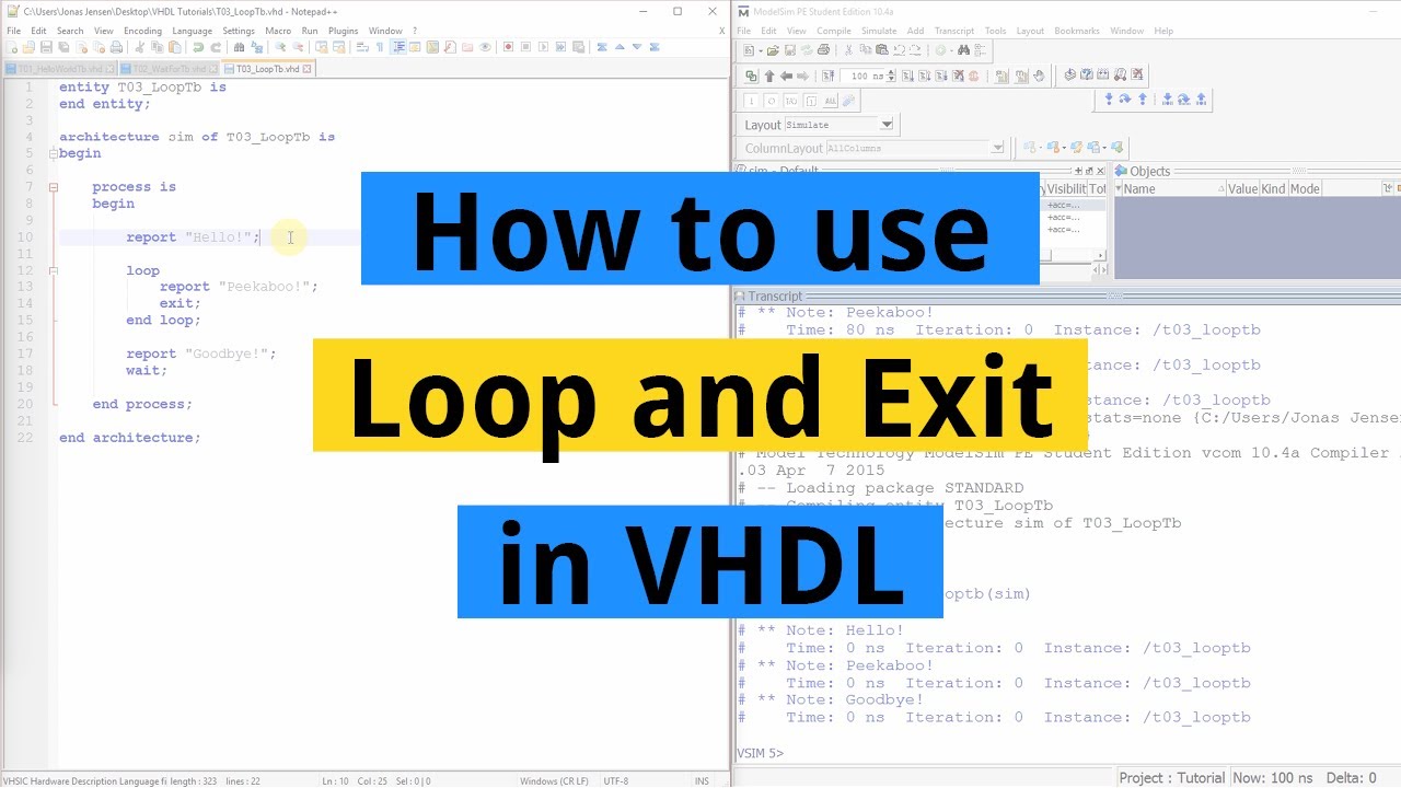 How to use Loop and Exit in VHDL