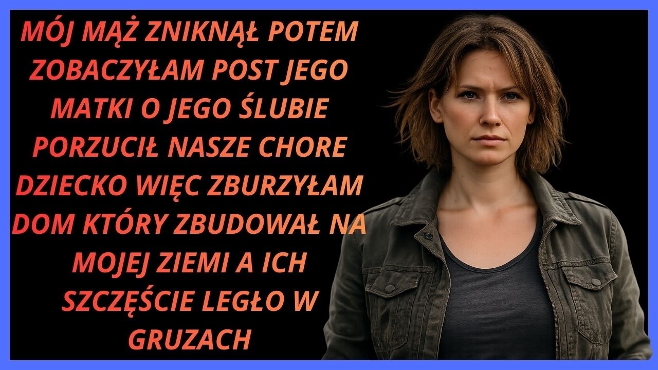 mój mąż mnie opuścił teściowa wrzuciła zdjęcia ze ślubu zostawił chore dziecko więc zburzyłam jego