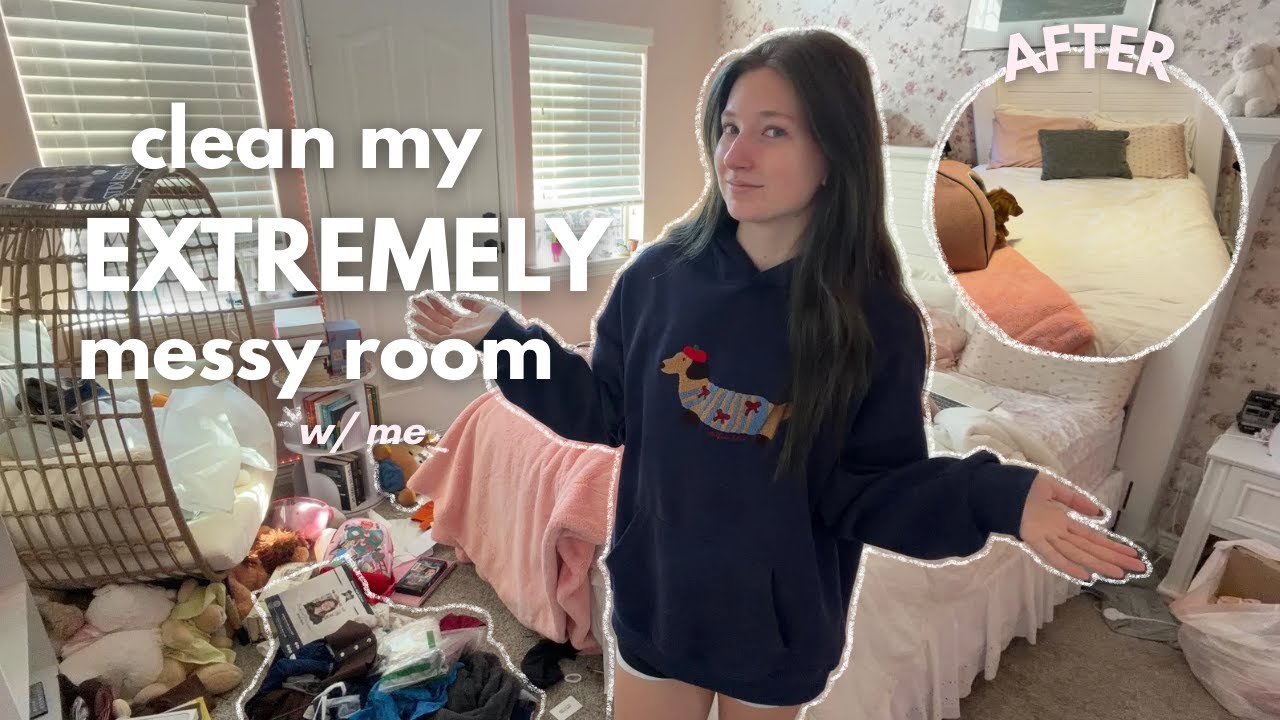 CLEAN MY MESSY ROOM W/ ME 🧼🧺 | *this will motivate you*