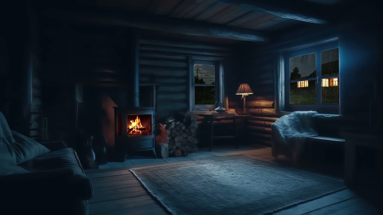 Rain & Thunderstorm Sounds | Crackling Fireplace 🌧️🔥💤