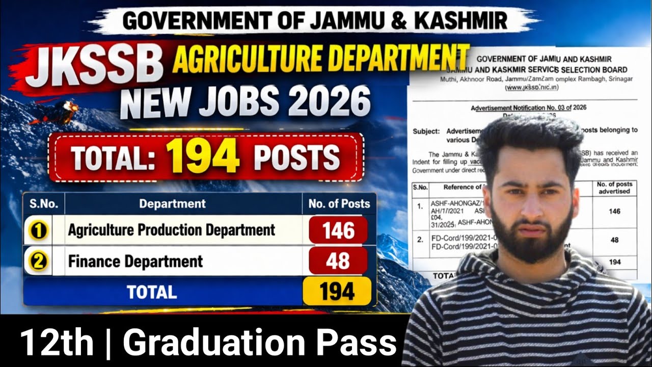 JKSSB Agriculture Department New Jobs Out 🔥 JKSSB New Posts 2026 | Jkssb 12th Pass Jobs 2026