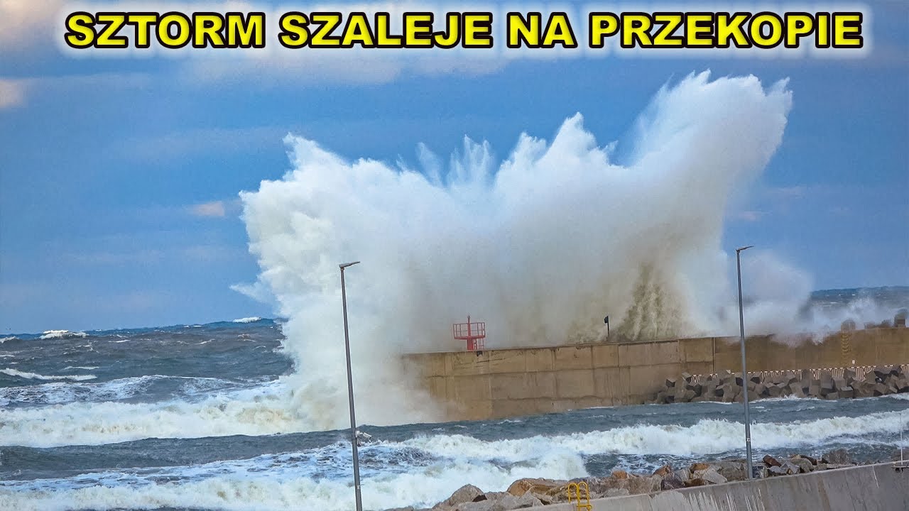Sztorm szaleje na Przekopie. Olbrzymie fale kontra Falochron Wschodni.28.12.2025..