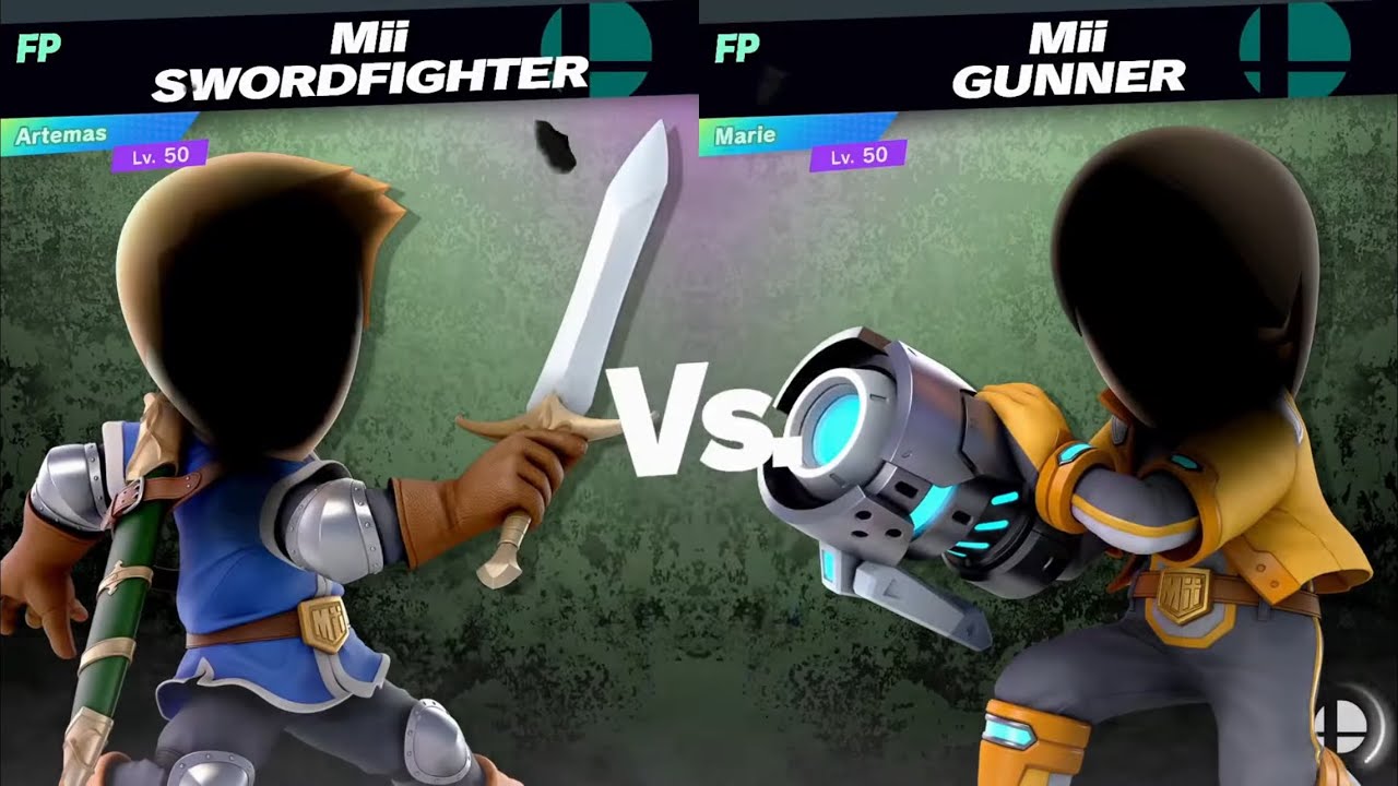Amiibo Battles: Mii Swordfighter vs Mii Gunner (Artemas vs Marie)