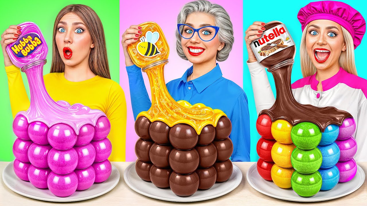 Я против Бабушки Челлендж с Шоколадной Едой | Смешные Челленджи от Choco DO
