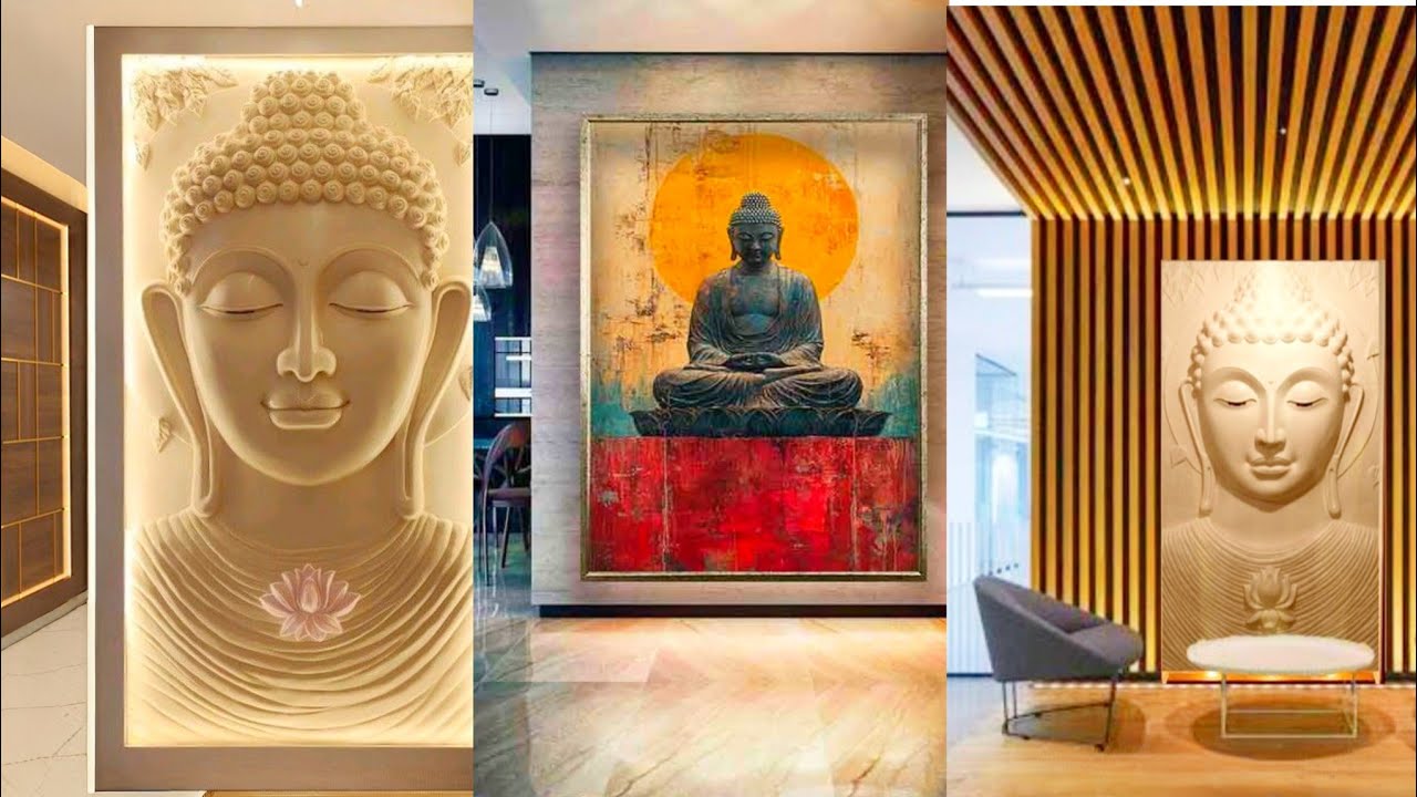 Buddha Wall Art Home Decor | Wall Sculpture Art Buddha Wall Murals Painting | Zen Room Buddha Decor