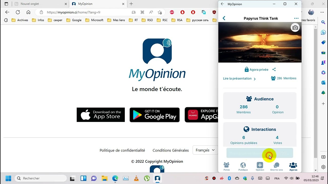 Publication de contenus dans une agora sur le r&eacute;seau social 