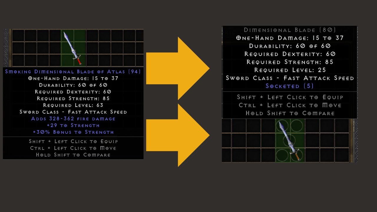 D2R Eastern Sun: Secret Recipe 2 - Magic (blue) Weapon to Normal (white)