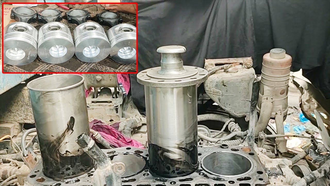 4Cylinder engine block boring | installed Cylinder sleeve & Piston Full Restoration | Unique Skill