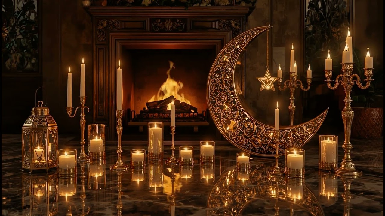 🌙 Ramadan Fireplace Ambience 2.5 Hours 🔥 | أجواء رمضان الدافئة ✨ هدوء، دفء، روحانية 🕯️🕌