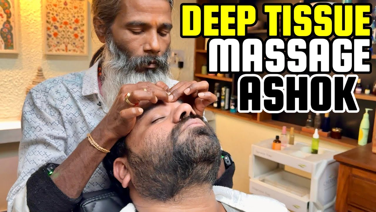 Deep-Tissue Head Massage By Old SkoolBarber Ashok ( Jr Manoj Master) #ASMR #Indianbarber 