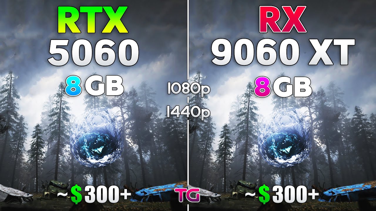 RX 9060 XT 8GB vs RTX 5060 8GB - Test in 10 Games | 1080p & 1440p