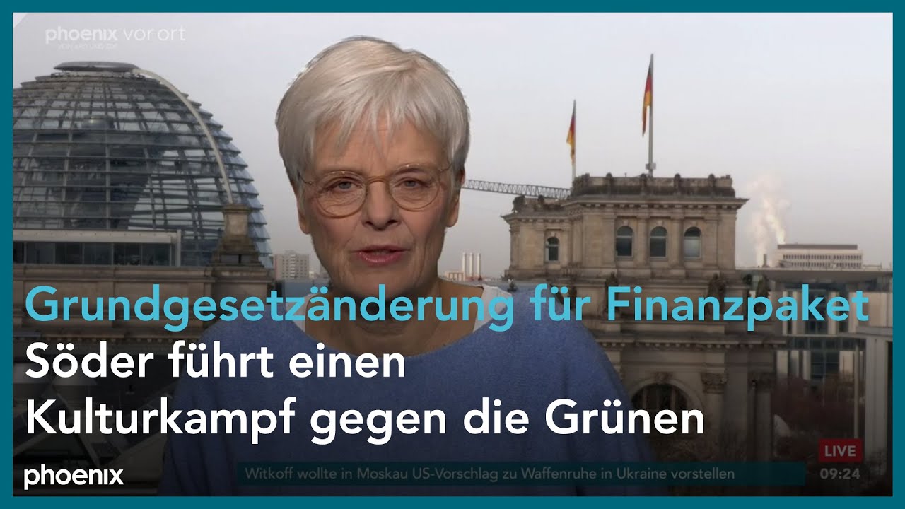 phoenix nachgefragt mit Ulrike Herrmann zur Änderung des Grundgesetzes am 14.03.25
