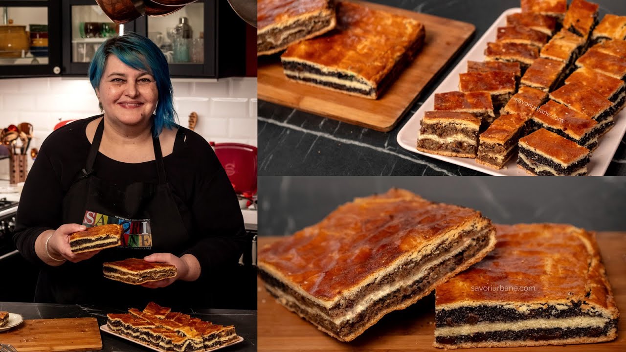 BEIGLI LA TAVĂ cu nucă sau mac - baigli tip prăjitură (NU rulade!) rețeta simplificată Savori Urbane