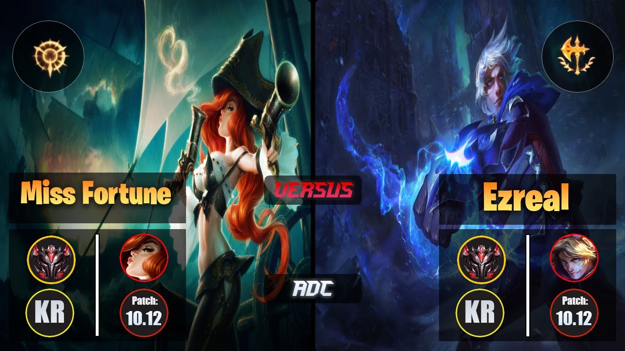 GrandMaster MISS FORTUNE [Press the Attack] (ADC) VS  EZREAL - Grandmaster KR Patch 10.12