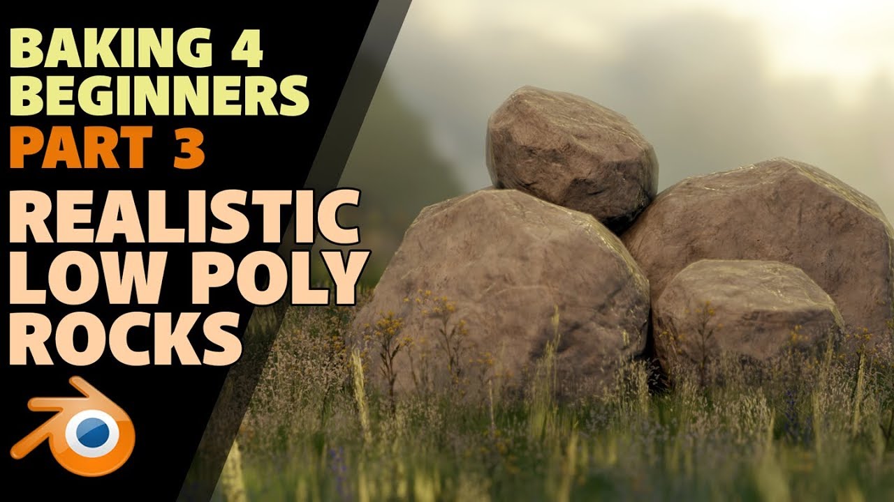 Realistic Low Poly Rocks | Beginners Baking | part 3 | Normal Maps | Blender 2.8