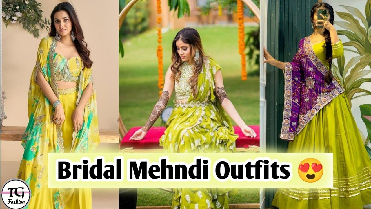 Идеи свадебных нарядов для мехенди | Новейшие платья и наряды для невесты для мехенди | Наряды дл...