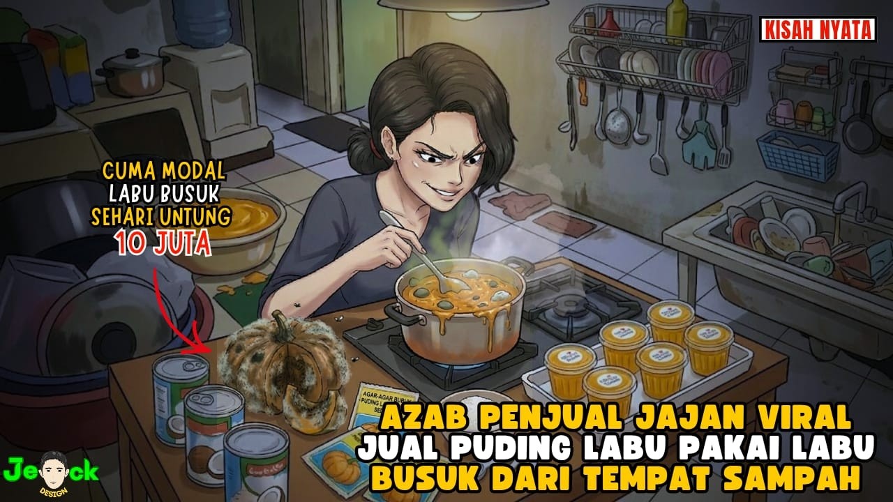 AZAB PENJUAL JAJAN VIRAL JUAL PUDING LABU PAKAI LABU BUSUK DARI TEMPAT SAMPAH || ANIMASI AZAB