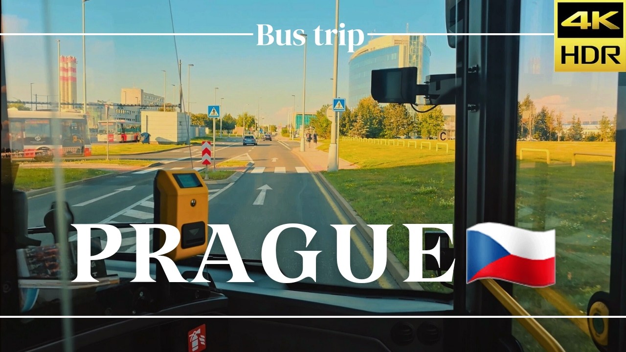 How to get from Prague airport to the old town 🇨🇿 4k HDR. Public transport. Exploring Praha by bus