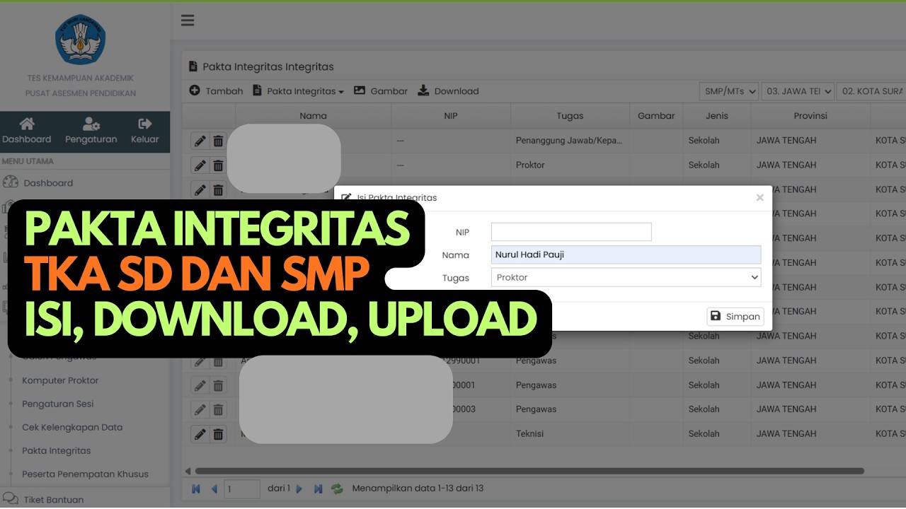 PAKTA INTEGRITAS TKA SD DAN SMP | CARA ISI, DOWNLOAD, UPLOAD PAKTA INTEGRITAS TKA