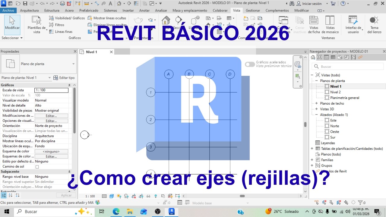 ¿COMO CREAR EJES (REJILLAS) EN REVIT?