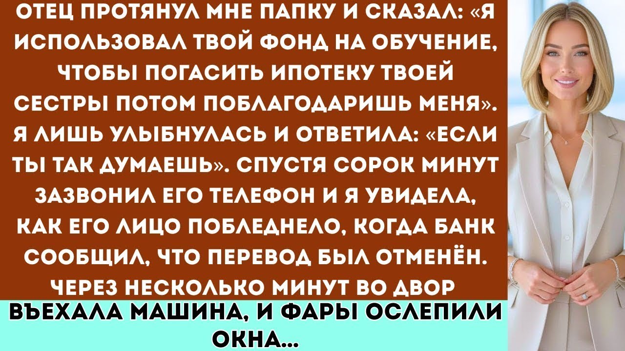 Мой отец протянул мне папку и сказал: «Я использовал твой фонд на обучение, чтобы погасить ипотеку..