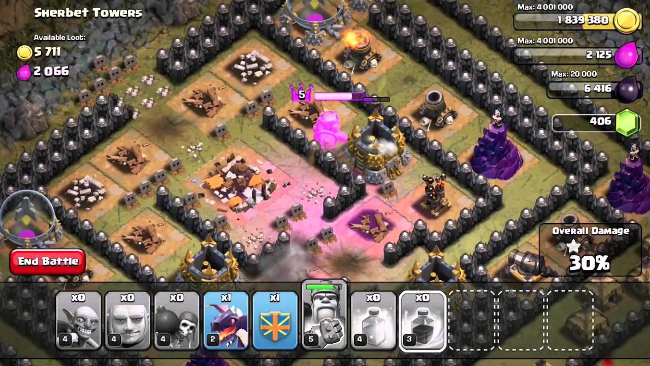 Clash of Clans Walkthrough of #50 Sherbet Towers using TH7 troops only