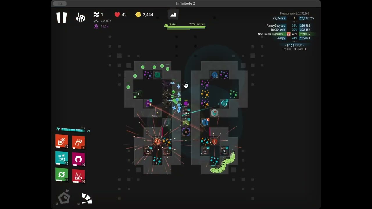 Infinitode 2, normal leaderboard, level 6.3, 41th place, patch 1.9.2