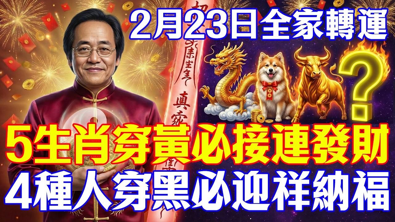 倪海廈預言警告：明天2月23日，正月初七必看！5生肖「穿黃色」4種人「穿黑色」！保你2026馬年翻天覆地，財運擋都擋不住！#倪海廈#中醫養生#2026運勢#丙午年#赤馬紅羊劫