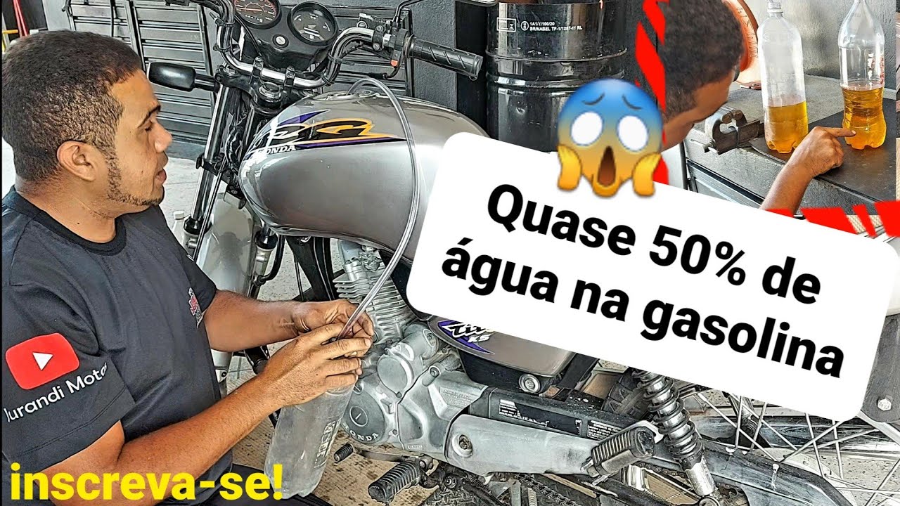 Moto falhando e apagando olha s&oacute; a quantidade de &aacute;gua na gasolina q tinha