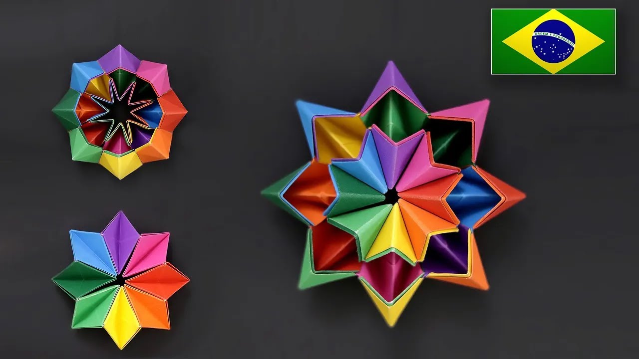 Estrela de Origami Modular que se Transforma - Tutorial PT-BR