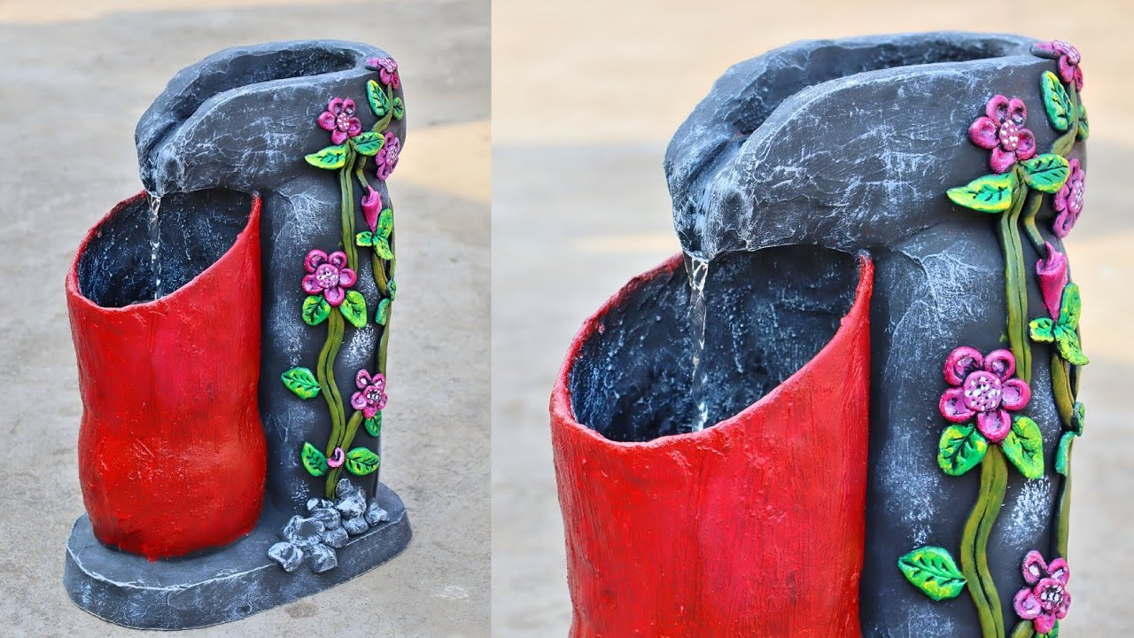 DIY Waste Plastic Bottle Reusing Indoor Tabletop Water Fountain | How to Make Indoor Water Fountain