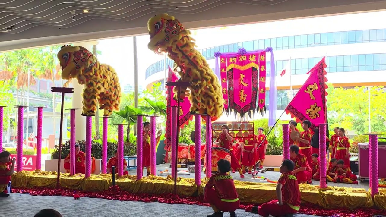 2026 Twin Lion dance on high poles at SAFRA Punggol 