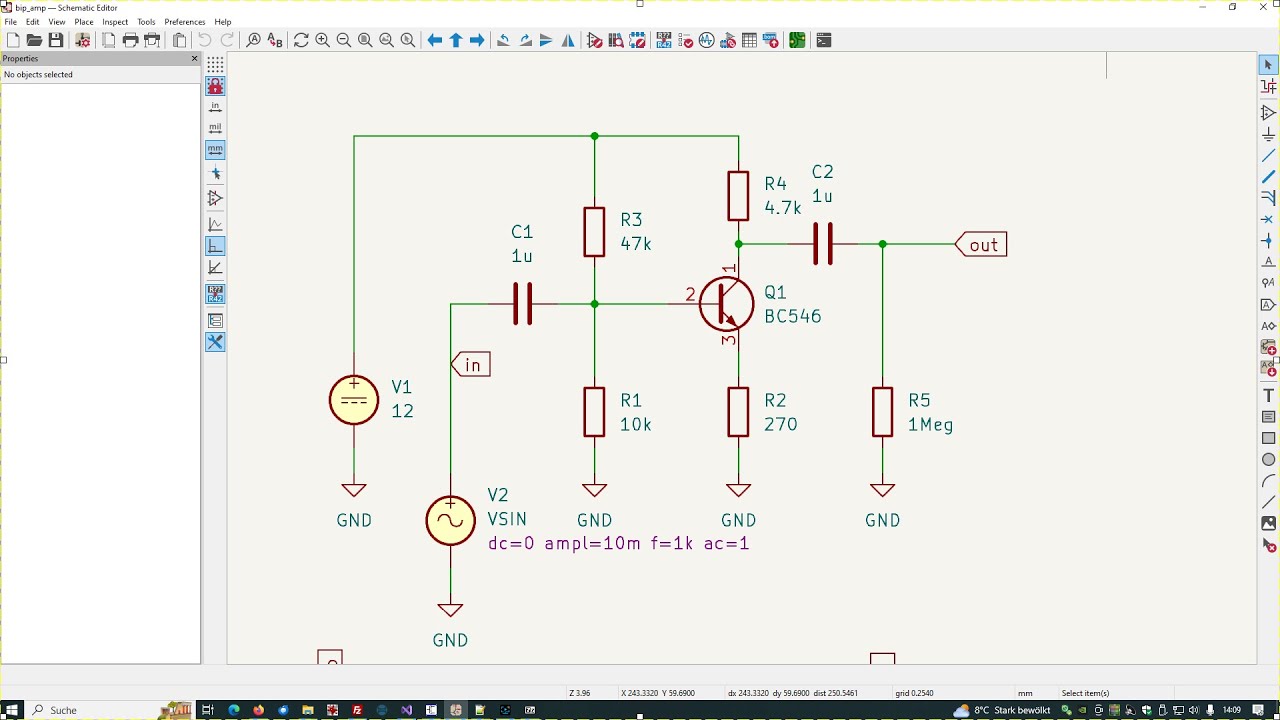 ngspice in KiCad 8: optimizing a bipolar amplifier
