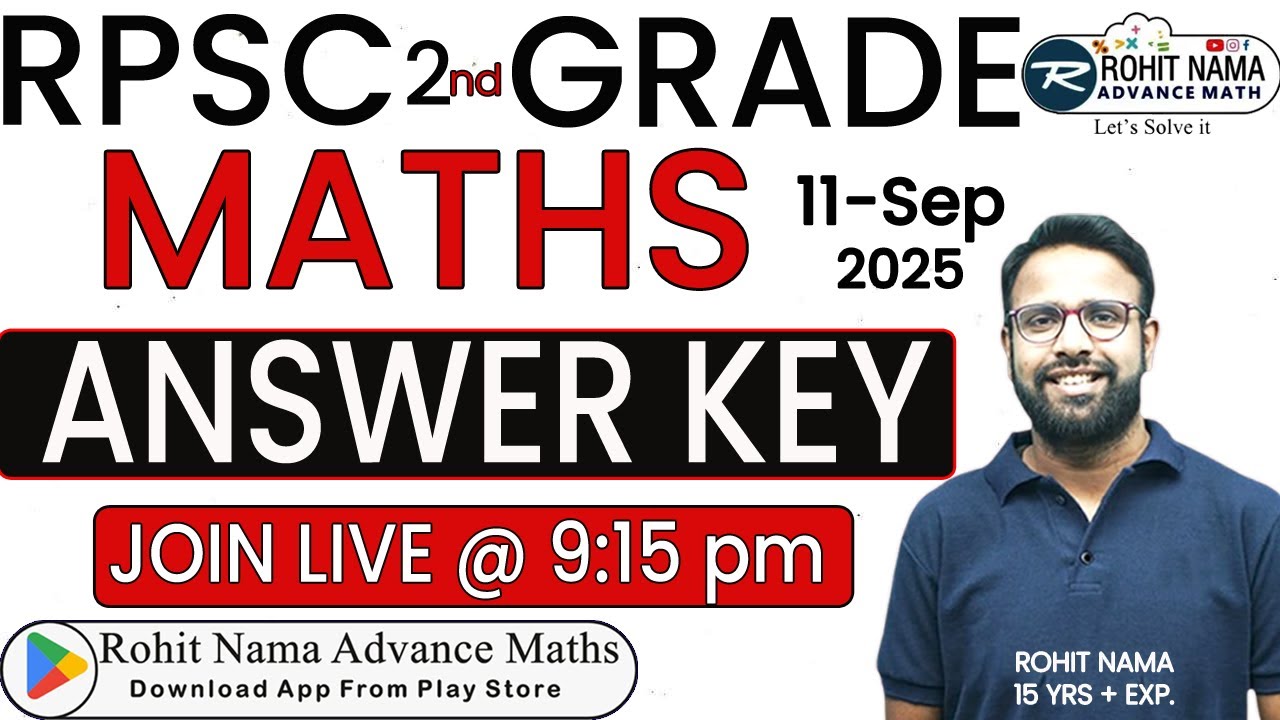 RPSC 2nd Grade Maths 2025 Exam Answer key  | Complete Paper Analysis | Mathsbyrohitnama | Rpscmaths