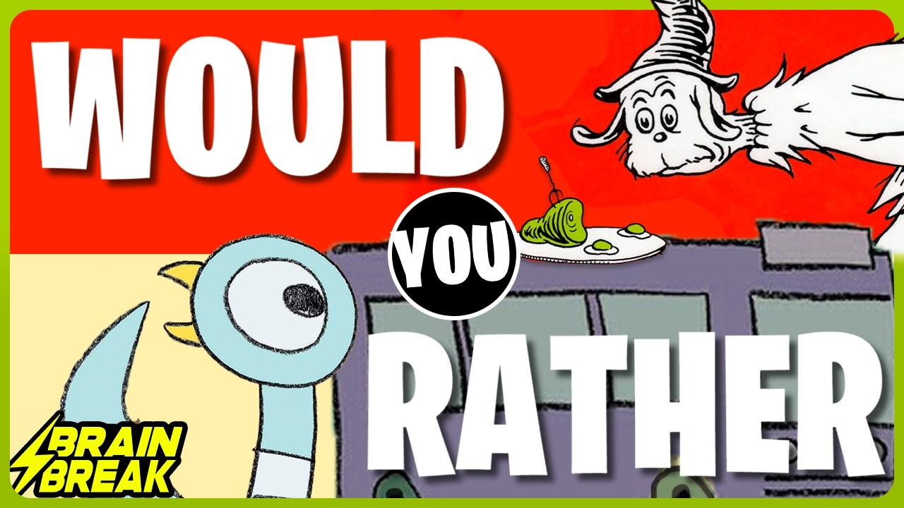 Read Across America Brain Break for Kids ⚡️ Story Book Would You Rather ⚡️ Freeze Dance
