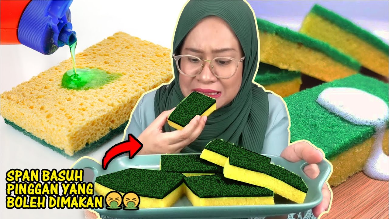 KEK SPAN BASUH PINGGAN..??😨🤯🤢 [ EDIBLE DISH SPONGE CAKE ]