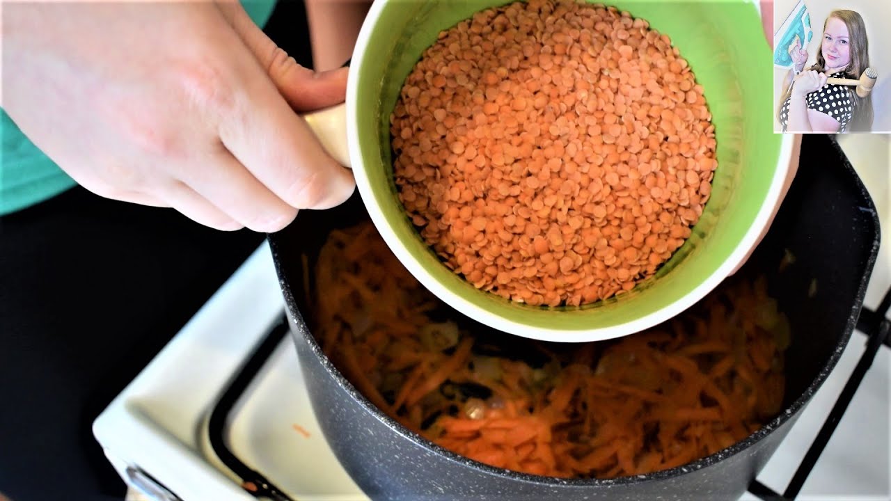 Вкусный обед из красной чечевицы
