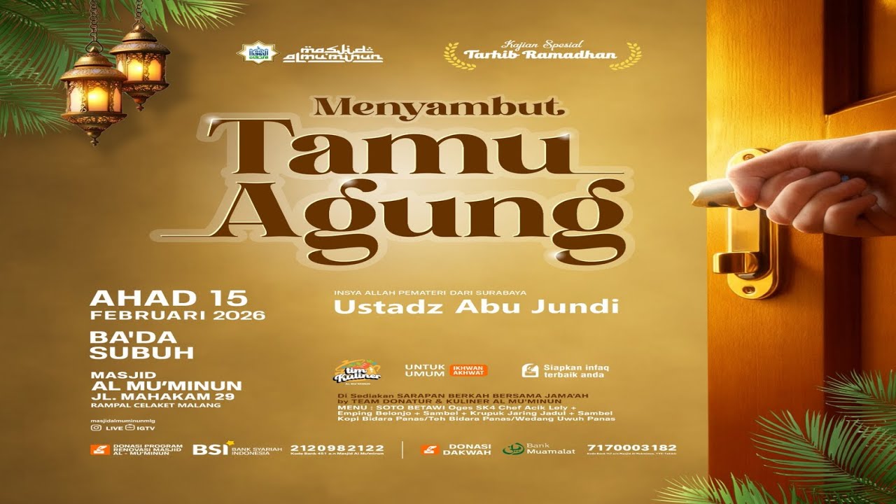 [LIVE] Kajian Ba'da Subuh. Ust Abu Jundy. MENYAMBUT TAMU AGUNG. Masjid Al Mu'minun, Malang