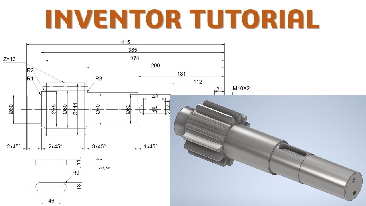 Inventor 2022 Tutorial #231 | 3D Shaft Gear Design for Lathe CNC
