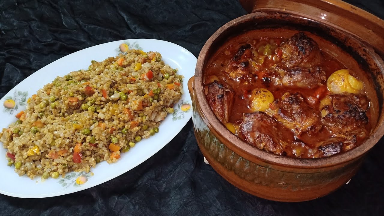 💥 طاجن رقبة الديك الرومي ( العكاوى الكدابة) 😂 طاجن عظمة مع برغل بالخضار روعه ❤️