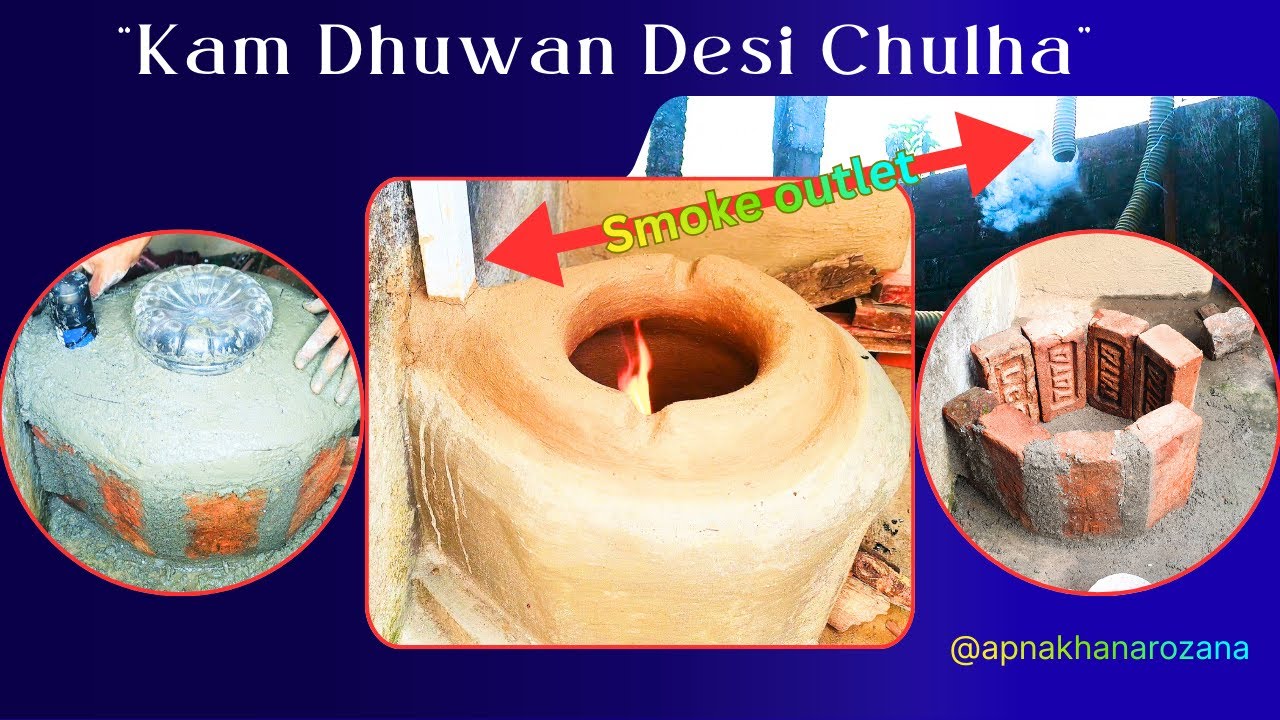 Smoke Pipe wala Desi Chulha | Kam Dhuwan Mud aur cement Stove Timelapse | Village Jugaad