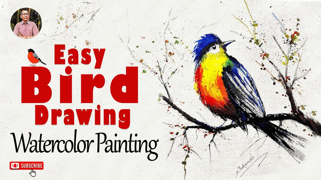 Simple Technique-এ পাখি আঁকা 😍 | How to Draw an Easy Colorful Bird | Watercolor Painting Tutorial