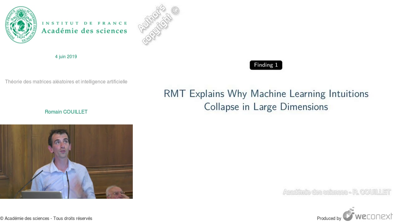 Théorie des matrices aléatoires et intelligence artificielle par Romain Couillet