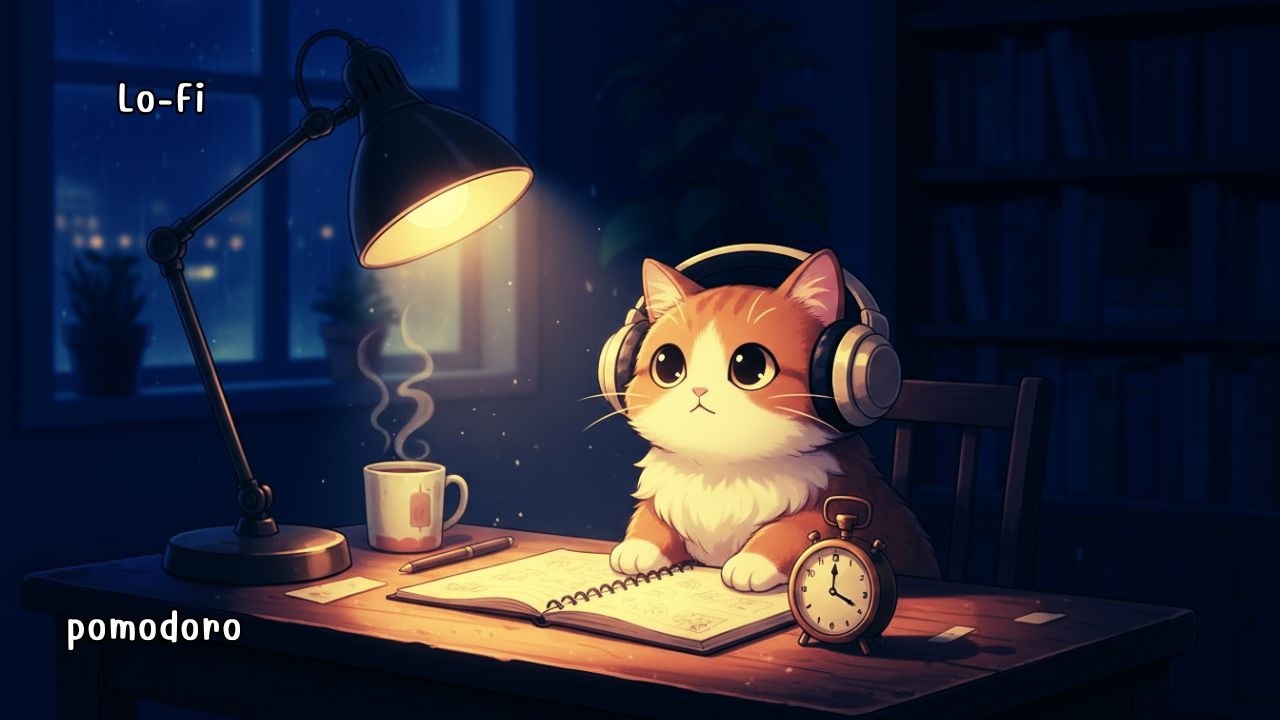 pomodoro study lofi ⏱️ focus timer background music (1 hour)