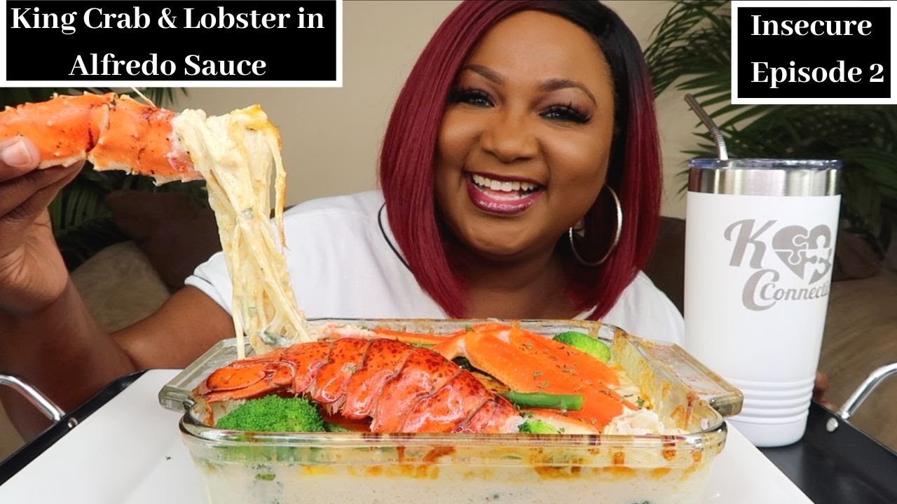 KING CRAB + LOBSTER  DESHELLED SEAFOOD BOIL MUKBANG  DRENCHED IN  ALFREDO SAUCE