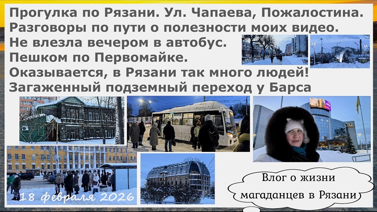 Прогулка по Рязани.Чапаева,Пожалостина. НЕ влезла в автобус.Пешком по Первомайке. Загаженный переход