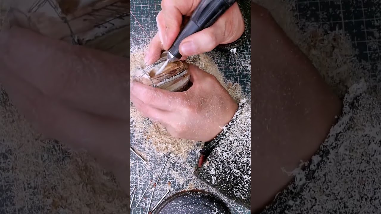 手工木雕腰里鼓教程#手工 #diy #木雕 #手工雕刻